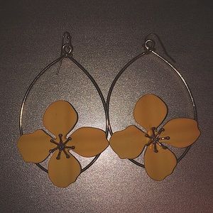 Mustard Ceramic Flower Earrings